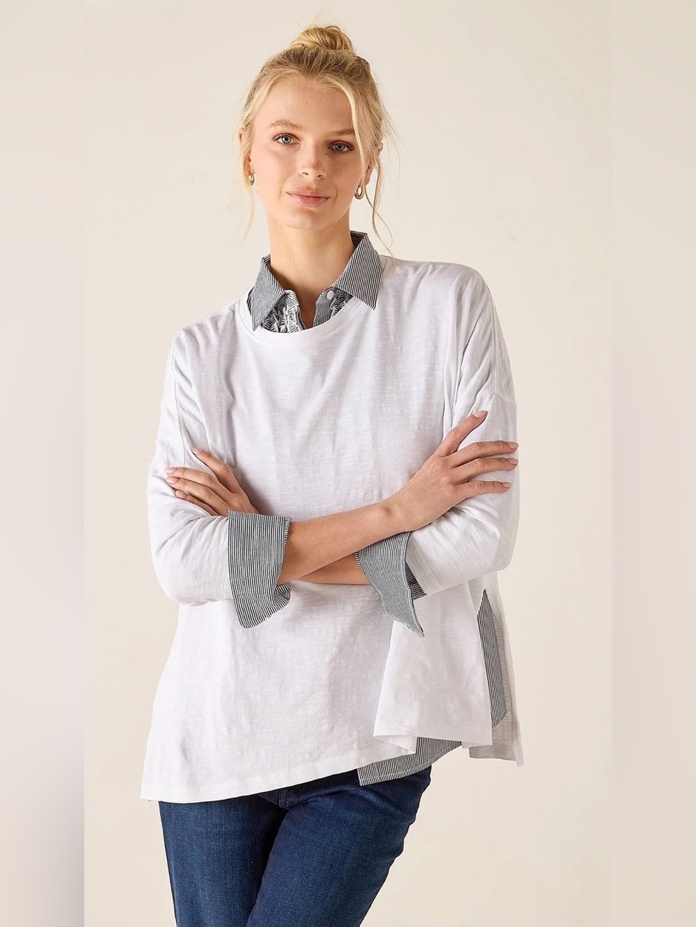 Mersea White Catalina Tee Look Long Sleeve OS GUC Oversize Fit